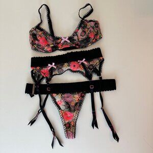 For Love and Lemons Sunrise Bra, Garter, Panty SET